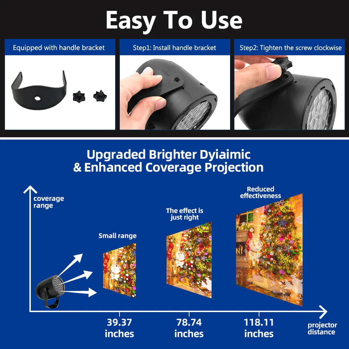 Christmas Projector Lights Outdoor Indoor Snowflake Christmas LED Lights Projector with Christmas Decorative Pattern for Holiday