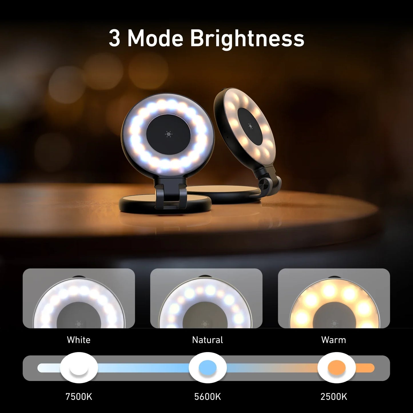Magnetic Fill Light Mini Selfie Ring Fill Light 3 Modes with Mirror Light Universal for Smartphone Iphone Android