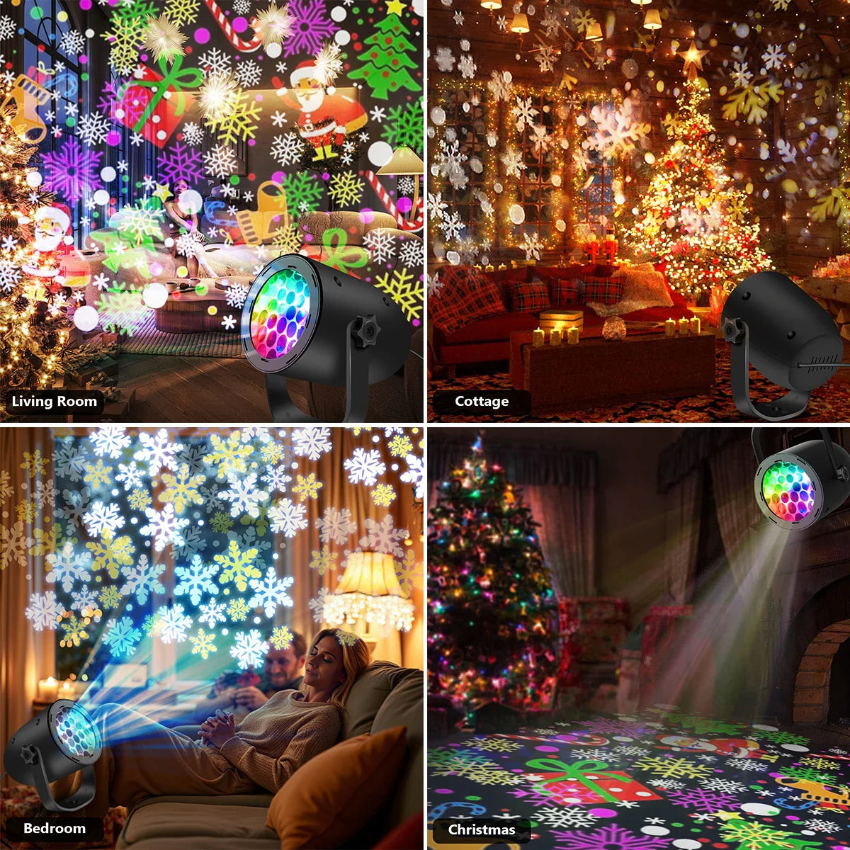 Christmas Projector Lights Outdoor Indoor Snowflake Christmas LED Lights Projector with Christmas Decorative Pattern for Holiday