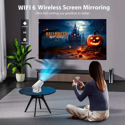 1x HY300 Pro Mini Portable Projector with Android 11.0 OS, 4K/1080P Smart Projector, Built-in Speakers, 180° Screen Rotation, Compatible with Netflix/YouTube/Hulu, Plug & Play Home Theater Projector for PC/Laptop-Free Movies